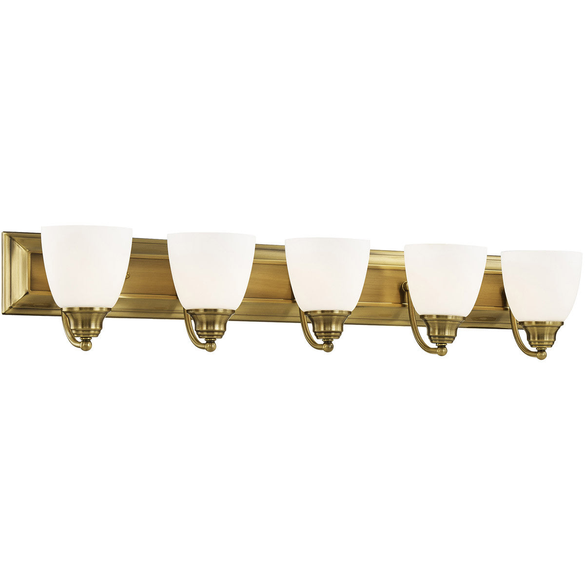 Livex Lighting Springfield Collection 5 Light Antique Brass Bath Light in Antique Brass 10505-01