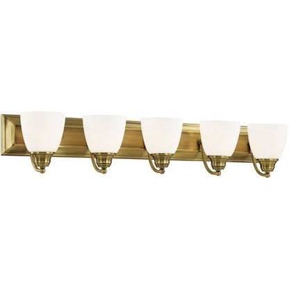 Livex Lighting Springfield Collection 5 Light Antique Brass Bath Light in Antique Brass 10505-01