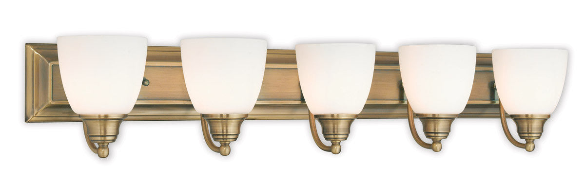 Livex Lighting Springfield Collection 5 Light Antique Brass Bath Light in Antique Brass 10505-01