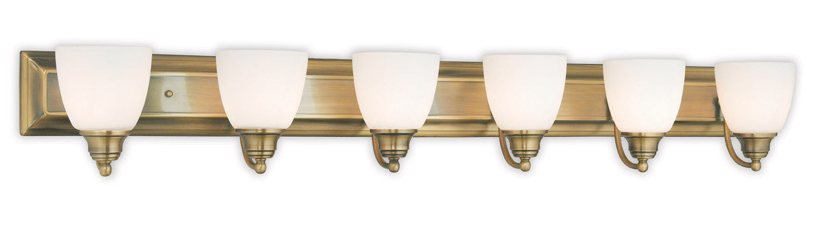 Livex Lighting Springfield Collection 6 Light Antique Brass Bath Light in Antique Brass 10506-01