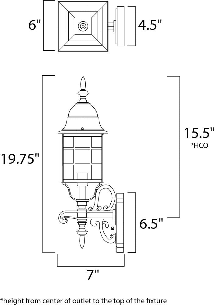 Maxim North Church 1-Light Outdoor Wall Lantern in Black 1050BK