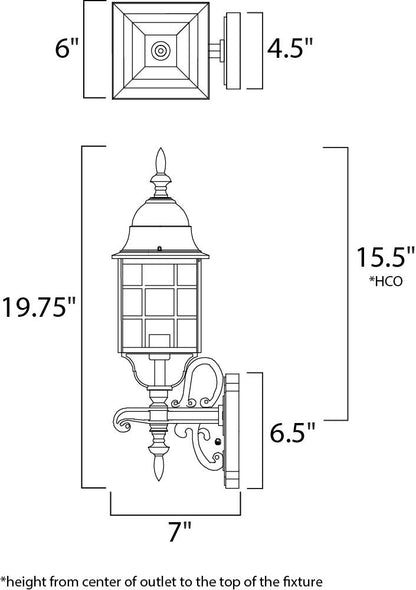 Maxim North Church 1-Light Outdoor Wall Lantern in Black 1050BK