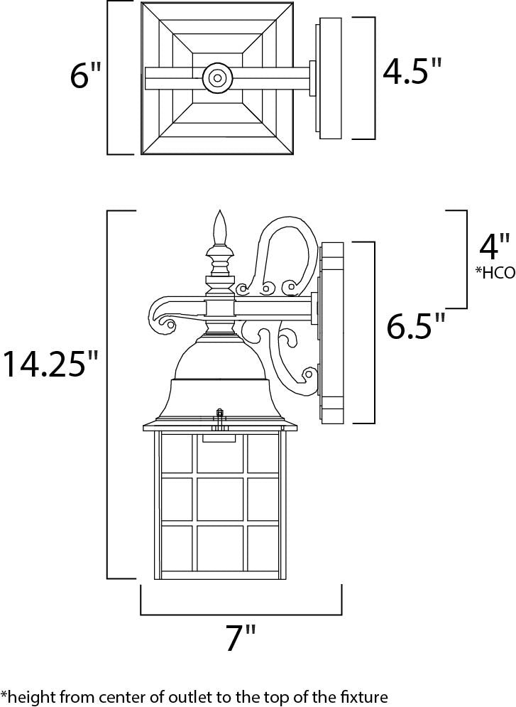 Maxim North Church 1-Light Outdoor Wall Lantern in Black 1051BK