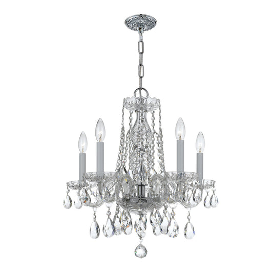 Crystorama Traditional Crystal 5 Light Swarovski Strass Crystal Polished Chrome Mini Chandelier 1061-CH-CL-S