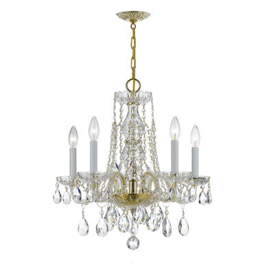 Crystorama Traditional Crystal 5 Light Hand Cut Crystal Polished Brass Mini Chandelier 1061-PB-CL-MWP