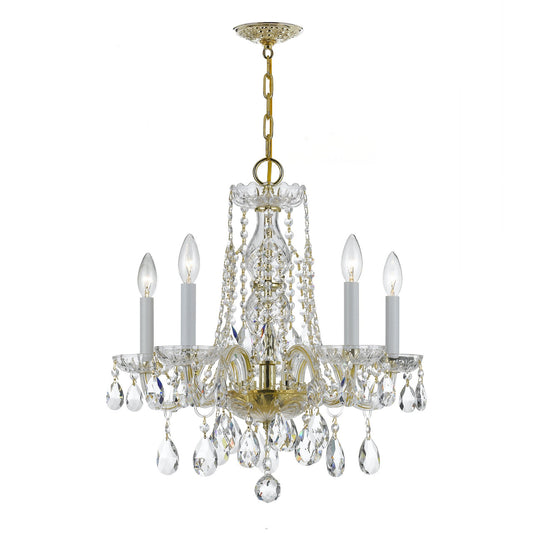 Crystorama Traditional Crystal 5 Light Spectra Crystal Polished Brass Mini Chandelier 1061-PB-CL-SAQ