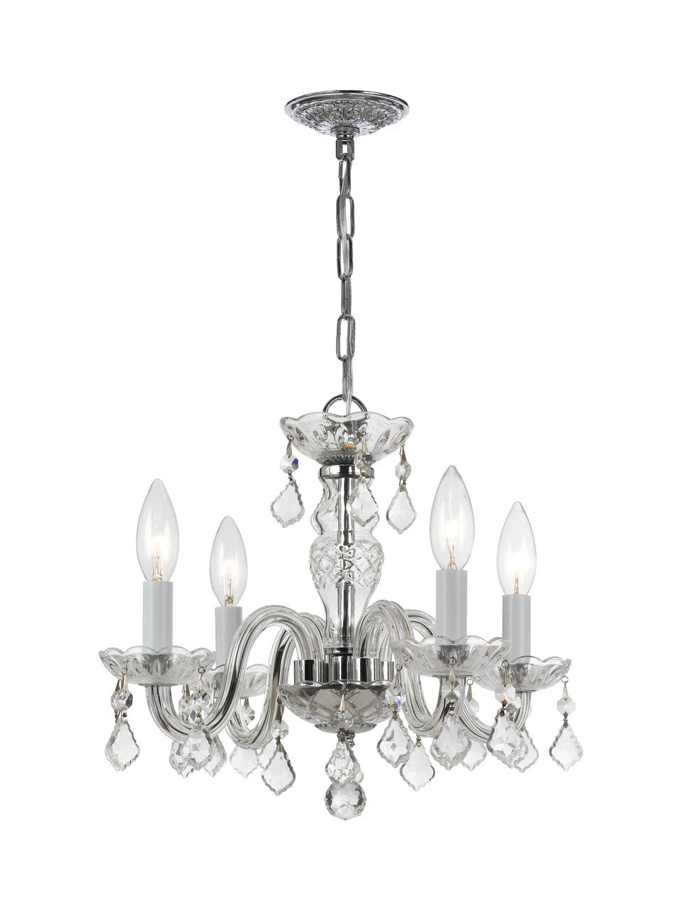 Crystorama Traditional Crystal 4 Light Swarovski Strass Crystal Polished Chrome Mini Chandelier 1064-CH-CL-S