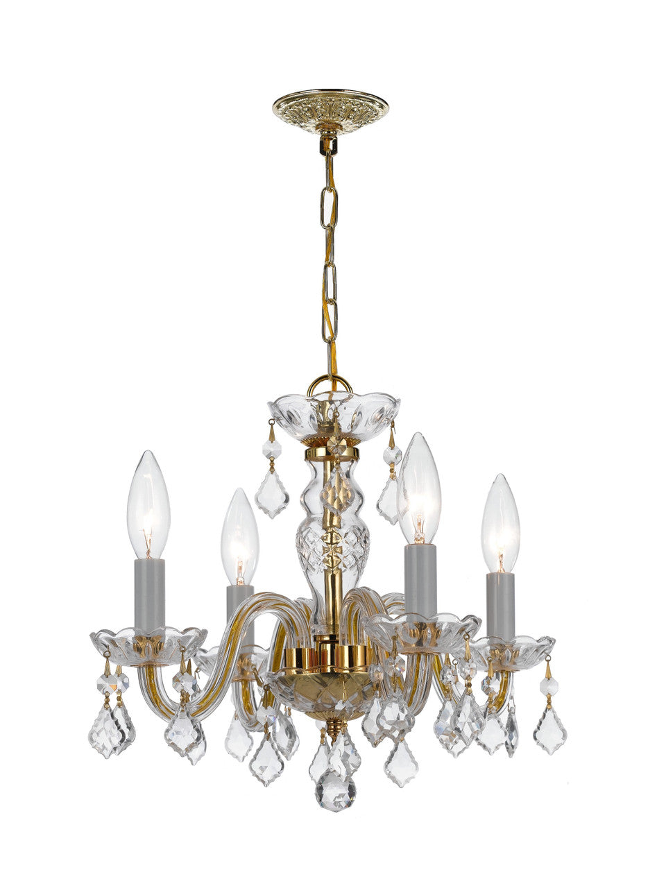 Crystorama Traditional Crystal 4 Light Clear Italian Crystal Polished Brass Mini Chandelier 1064-PB-CL-I