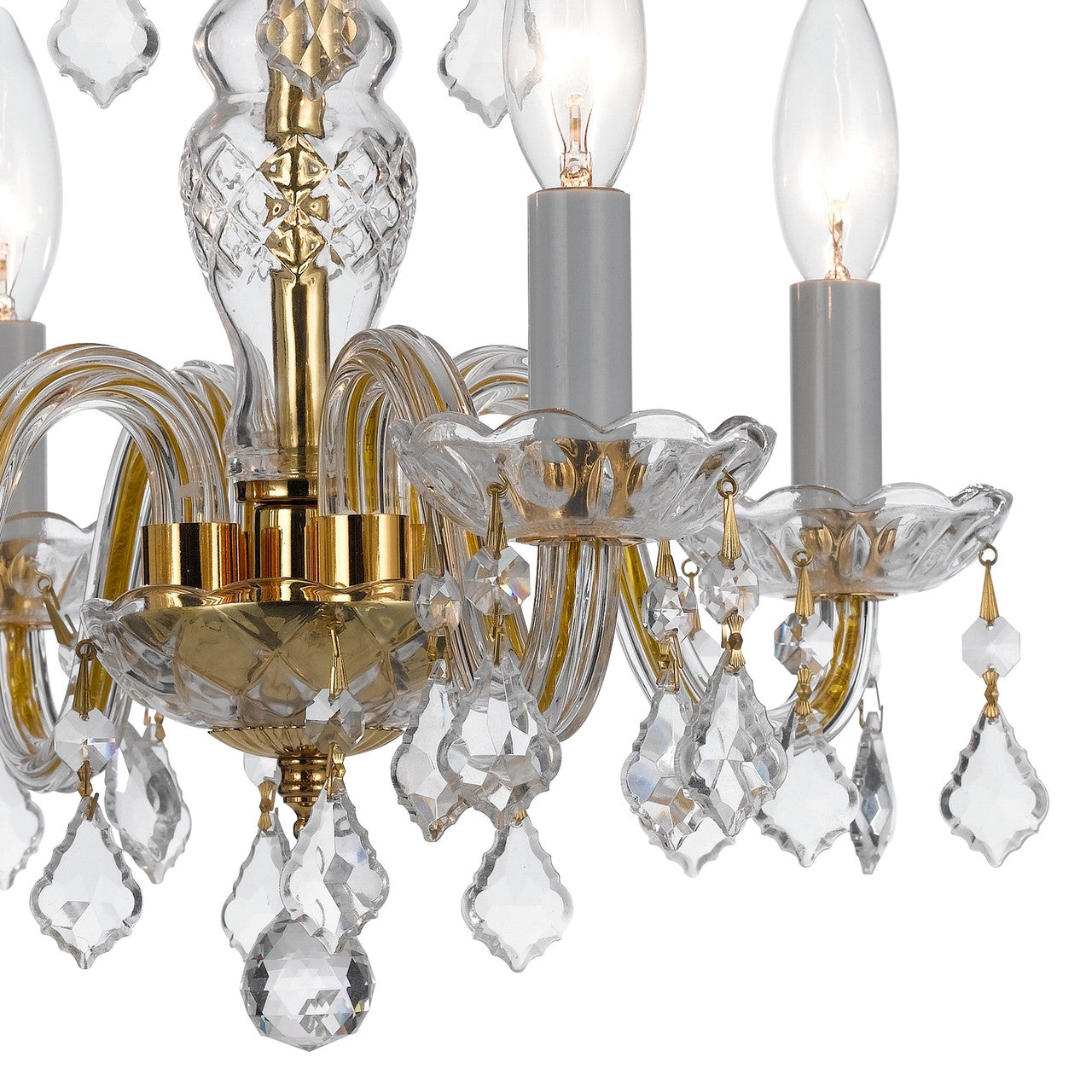 Crystorama Traditional Crystal 4 Light Hand Cut Crystal Polished Brass Mini Chandelier 1064-PB-CL-MWP