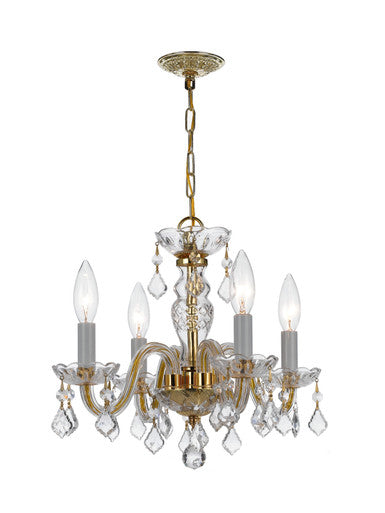 Crystorama Traditional Crystal 4 Light Hand Cut Crystal Polished Brass Mini Chandelier 1064-PB-CL-MWP