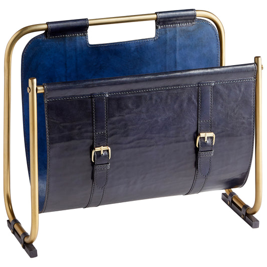 Cyan Design Granville Magazine Rack in Blue And Antique Brass 10719