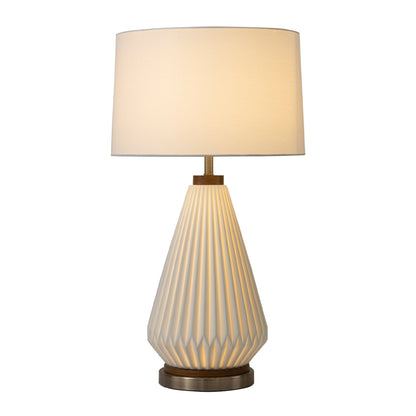 Nova of California Concord Bone Porcelain Table Lamp - 28", White And Walnut, 4-Way Rotary Switch 107226WB