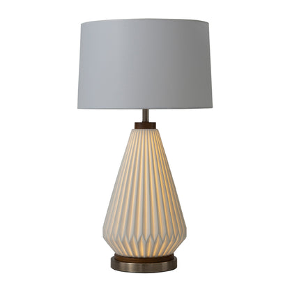 Nova of California Concord Bone Porcelain Table Lamp - 28", White And Walnut, 4-Way Rotary Switch 107226WB