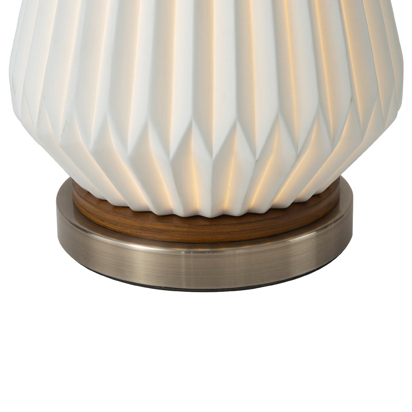 Nova of California Concord Bone Porcelain Table Lamp - 28", White And Walnut, 4-Way Rotary Switch 107226WB