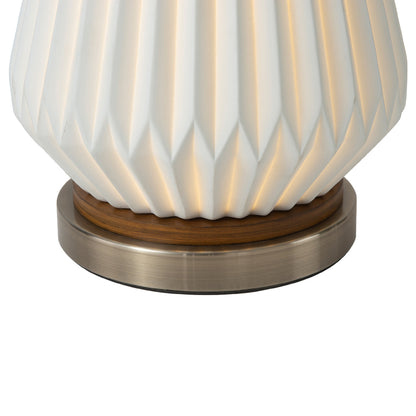 Nova of California Concord Bone Porcelain Table Lamp - 28", White And Walnut, 4-Way Rotary Switch 107226WB