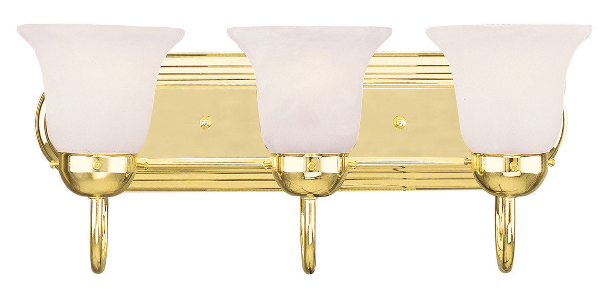 Livex Lighting Riviera Collection 3 Light Polished Brass Bath Light in Polished Brass 1073-02