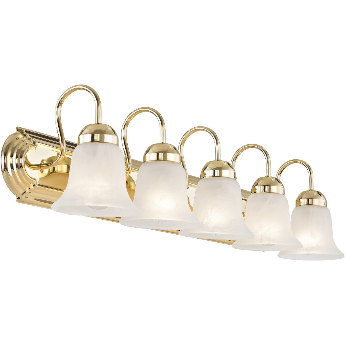 Livex Lighting Riviera Collection 5 Light Polished Brass Bath Light in Polished Brass 1075-02