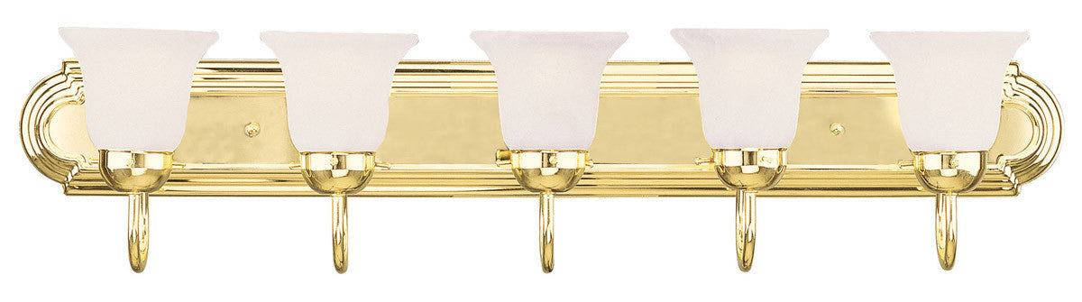 Livex Lighting Riviera Collection 5 Light Polished Brass Bath Light in Polished Brass 1075-02