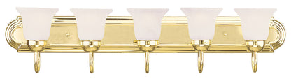 Livex Lighting Riviera Collection 5 Light Polished Brass Bath Light in Polished Brass 1075-02