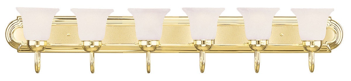 Livex Lighting Riviera Collection 6 Light Polished Brass Bath Light in Polished Brass 1076-02