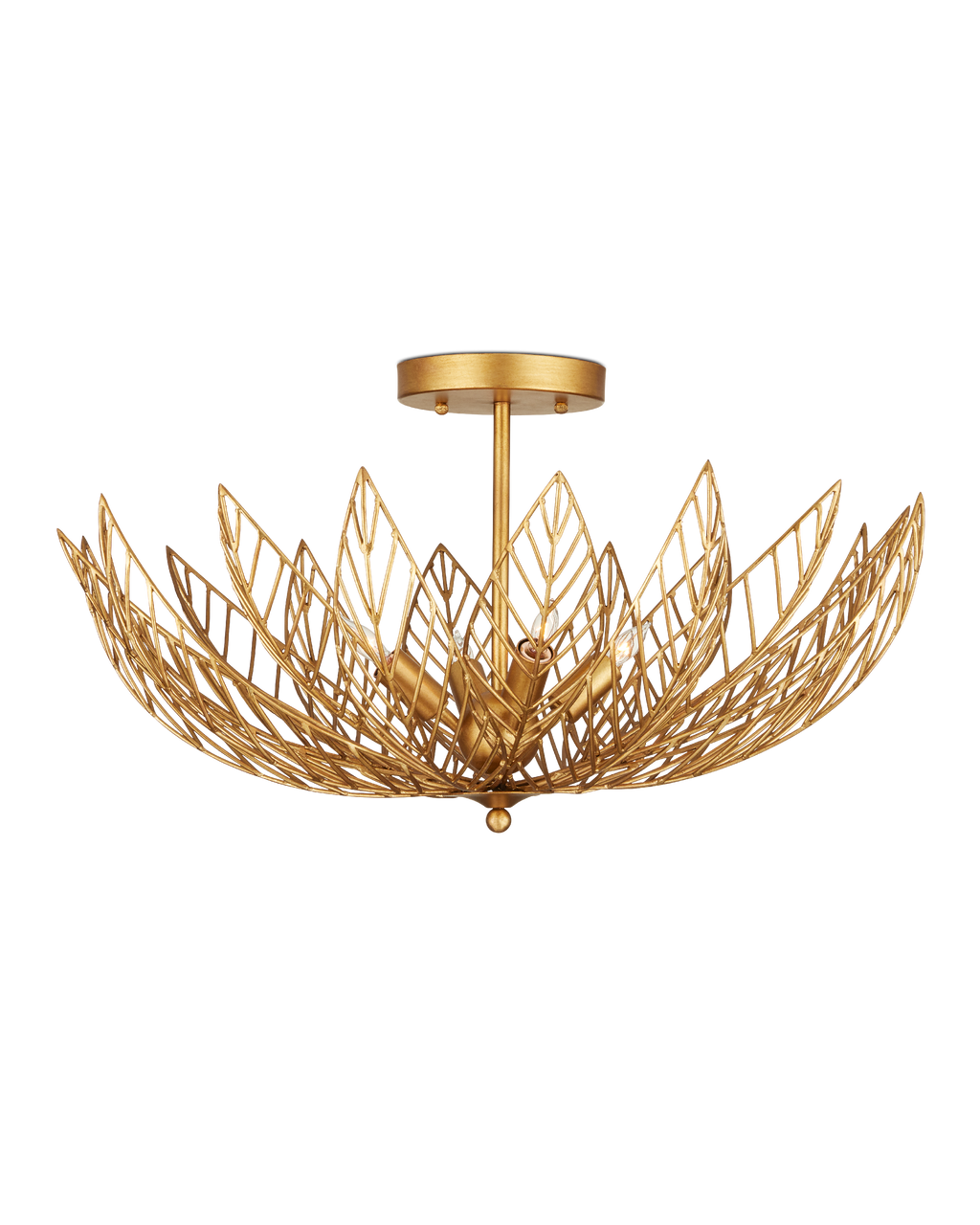 Currey & Co Leaflace Semi-Flush Mount in Contemporary Gold Leaf/Contemporary Gold 9000-1228