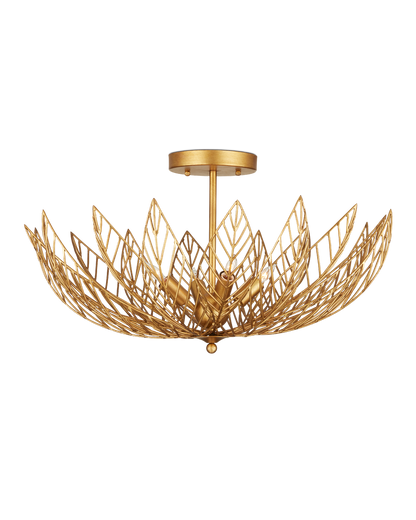 Currey & Co Leaflace Semi-Flush Mount in Contemporary Gold Leaf/Contemporary Gold 9000-1228