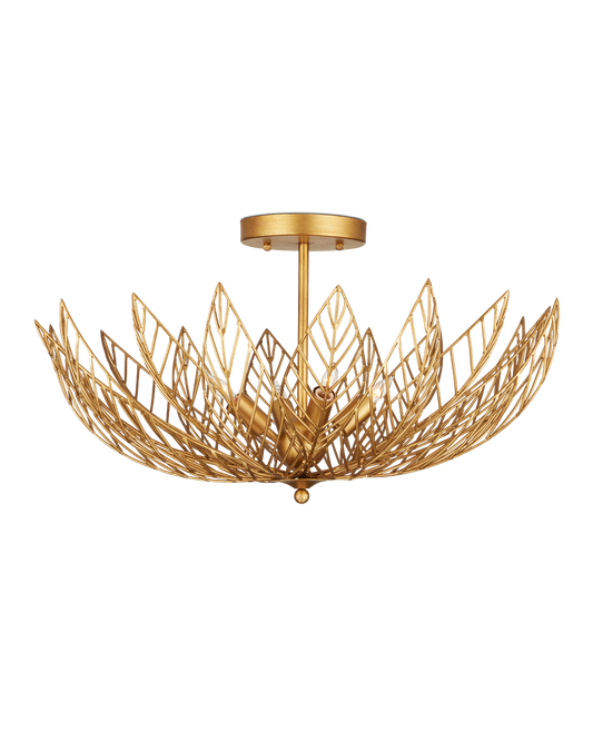 Currey & Co Leaflace Semi-Flush Mount in Contemporary Gold Leaf/Contemporary Gold 9000-1228