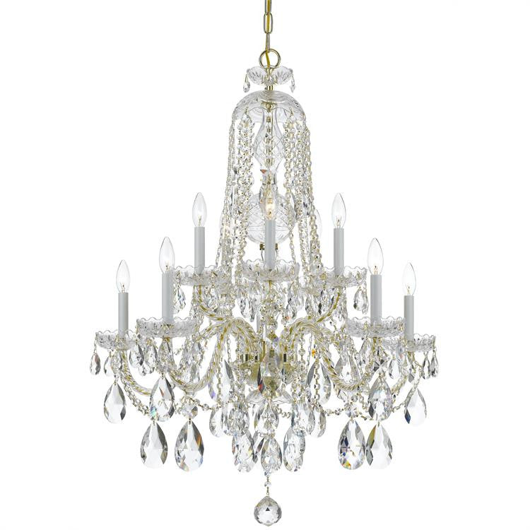 Crystorama Traditional Crystal 10 Light Hand Cut Crystal Polished Brass Chandelier 1110-PB-CL-MWP