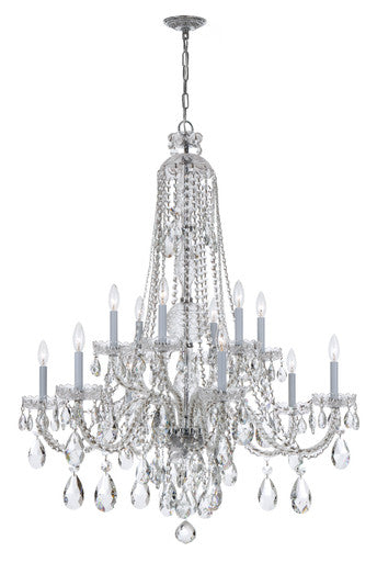 Crystorama Traditional Crystal 12 Light Swarovski Strass Crystal Polished Chrome Chandelier 1112-CH-CL-S