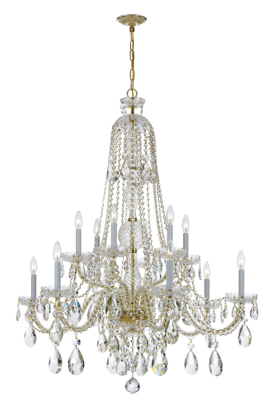 Crystorama Traditional Crystal 12 Light Hand Cut Crystal Polished Brass Chandelier 1112-PB-CL-MWP