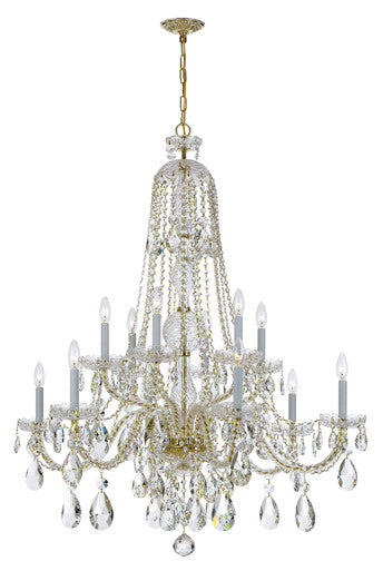 Crystorama Traditional Crystal 12 Light Hand Cut Crystal Polished Brass Chandelier 1114-PB-CL-MWP