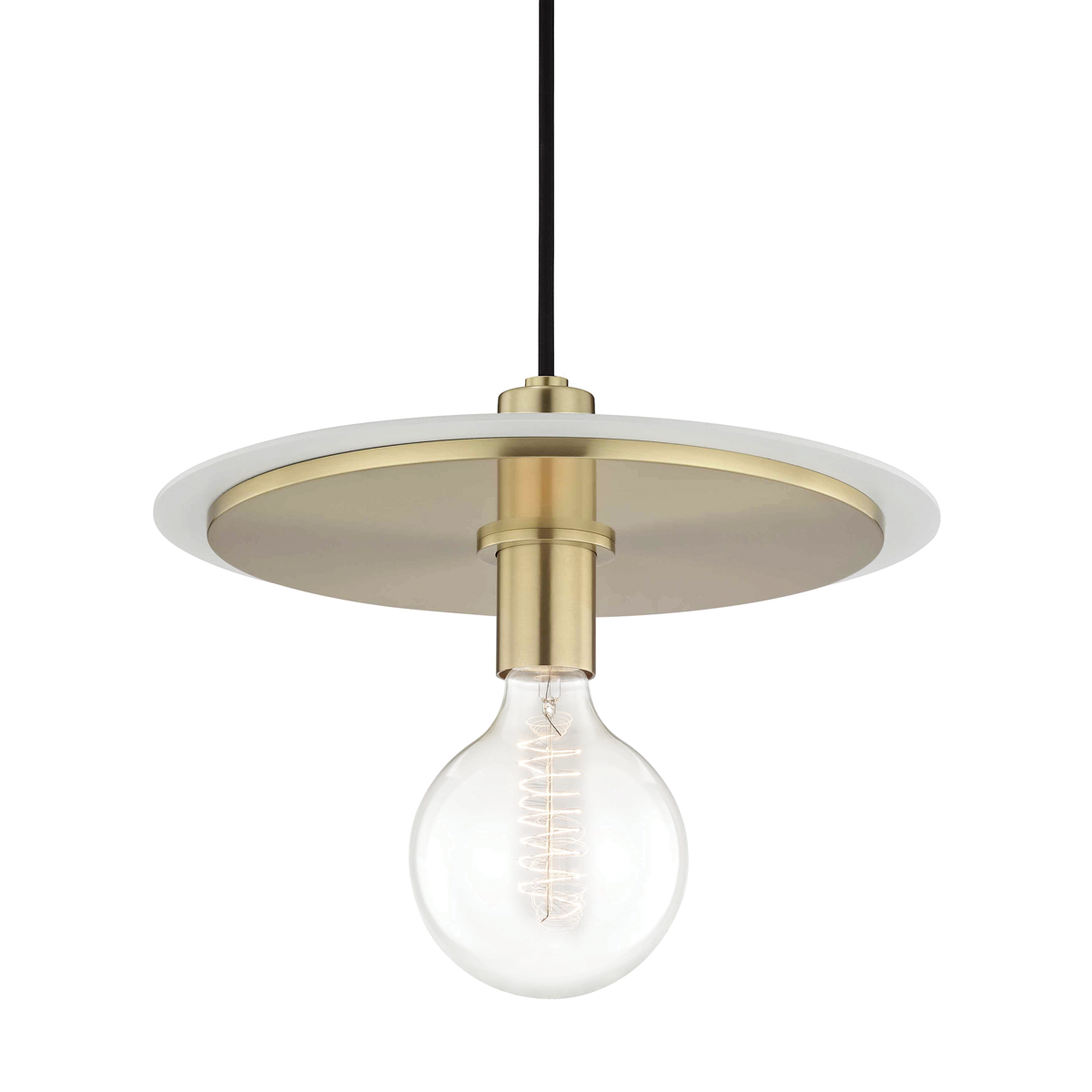 Mitzi 1 Light Pendant in Aged Brass/Soft Off White H137701L-AGB/WH