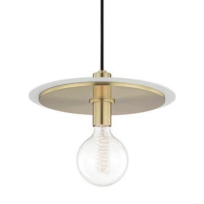 Mitzi 1 Light Pendant in Aged Brass/Soft Off White H137701L-AGB/WH