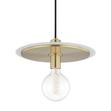 Mitzi 1 Light Pendant in Aged Brass/Soft Off White H137701L-AGB/WH