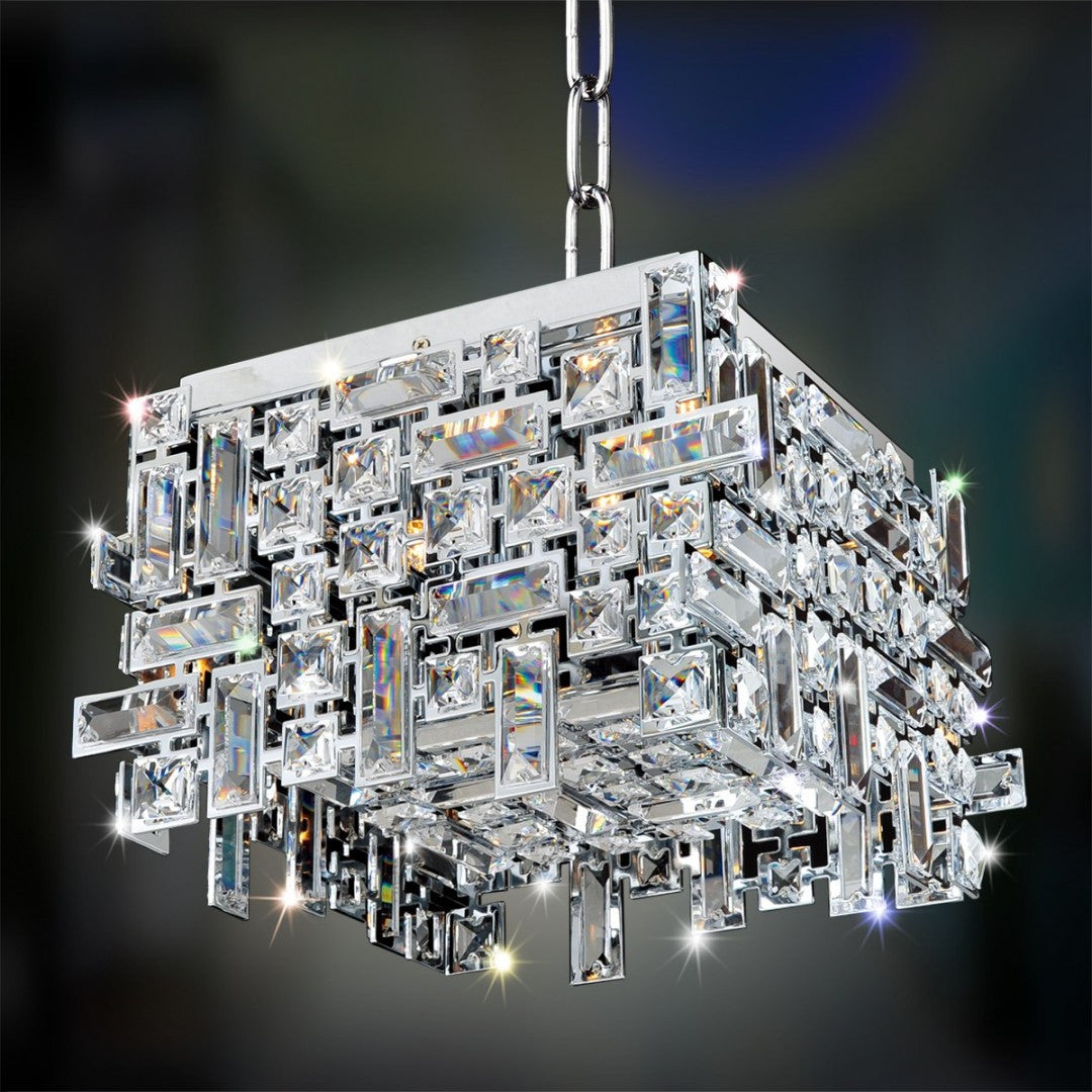 Allegri Crystal Vermeer 4 Light Square Flush Mount in Chrome 11193-010-FR001