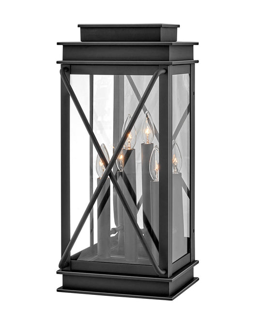 Hinkley Lighting Montecito Large Wall Mount Lantern Museum Black 11195MB