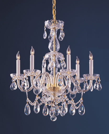 Crystorama Traditional Crystal 6 Light Hand Cut Crystal Polished Brass Chandelier 1126-PB-CL-MWP