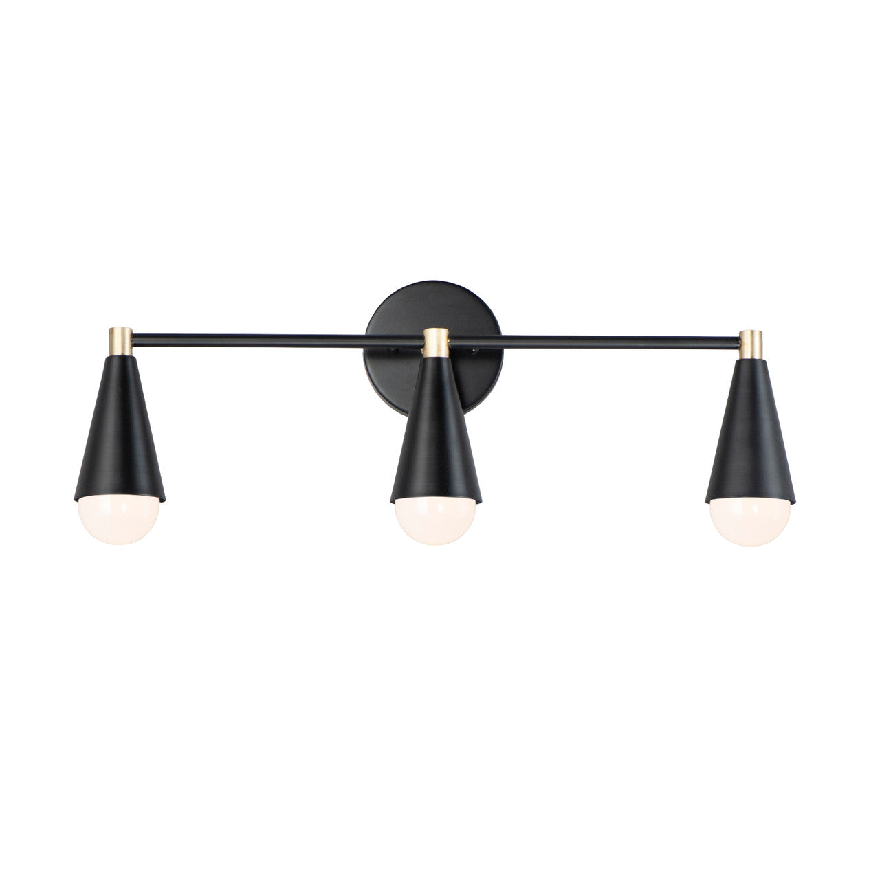 Maxim Lovell 3-Light Bath Vanity with LED Bulbs in Black / Satin Brass 11263BKSBR/BUL