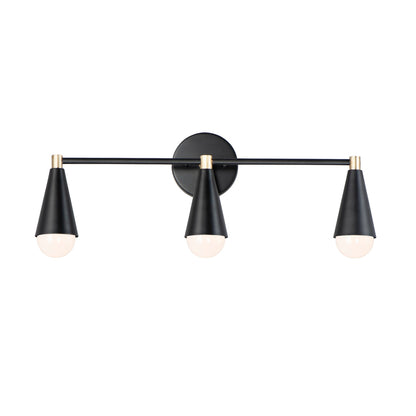 Maxim Lovell 3-Light Bath Vanity with LED Bulbs in Black / Satin Brass 11263BKSBR/BUL