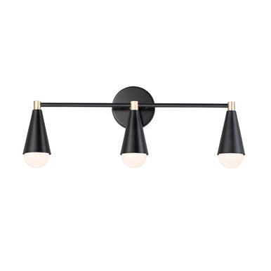 Maxim Lovell 3-Light Bath Vanity with LED Bulbs in Black / Satin Brass 11263BKSBR/BUL