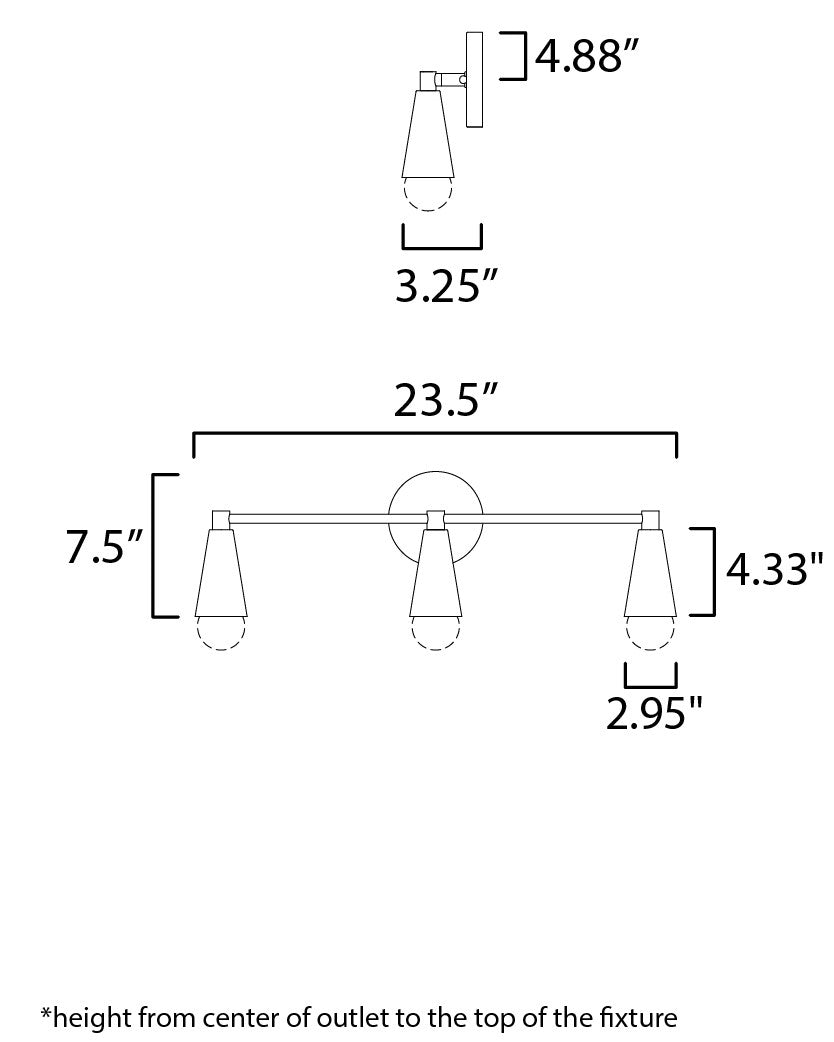 Maxim Lovell 3-Light Bath Vanity in Black / Satin Brass 11263BKSBR