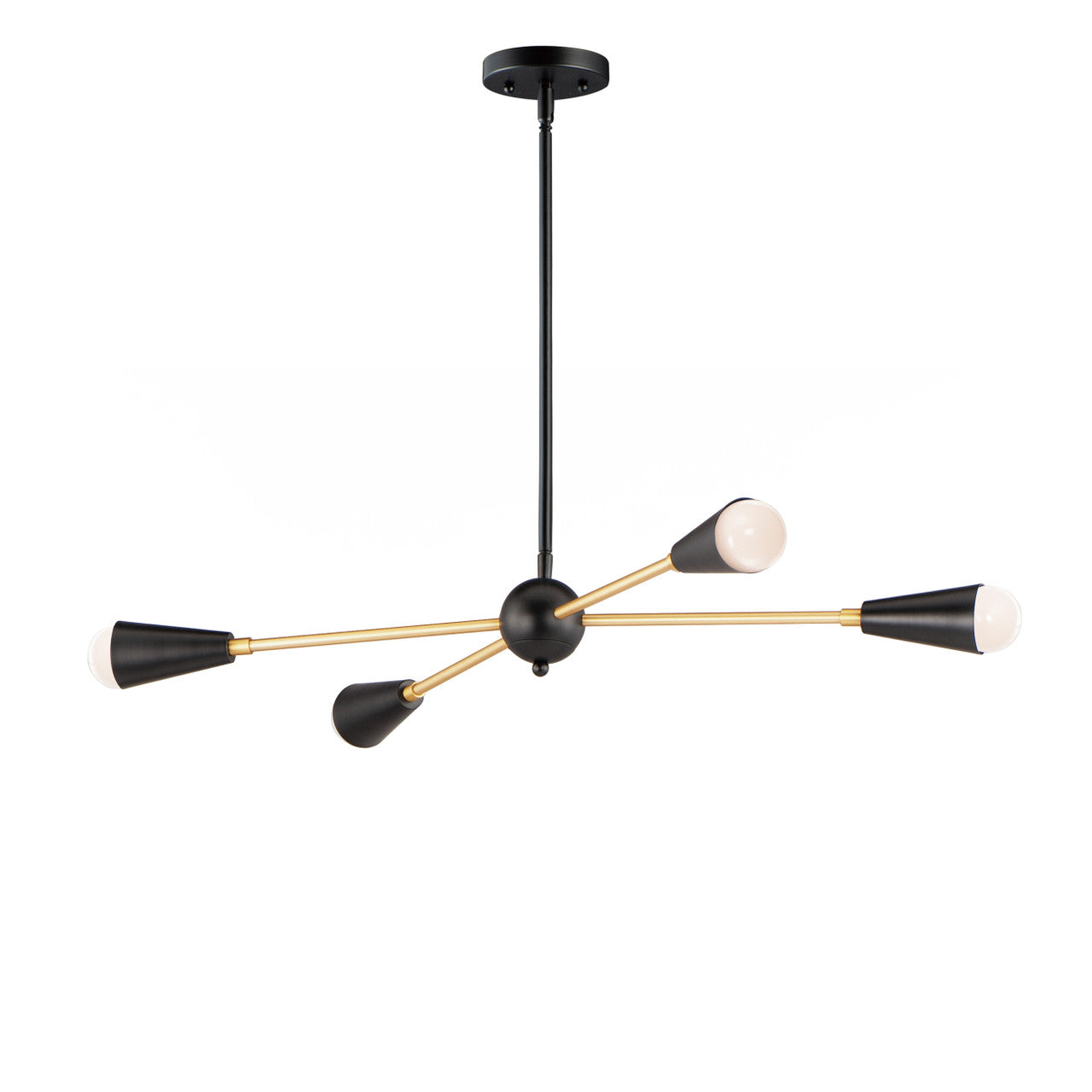 Maxim Lovell 4-Light Pendant with LED Bulbs in Black / Satin Brass 11264BKSBR/BUL