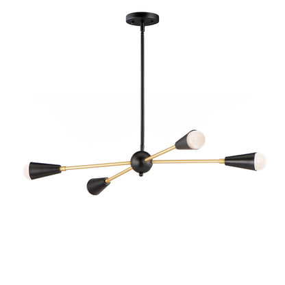 Maxim Lovell 4-Light Pendant with LED Bulbs in Black / Satin Brass 11264BKSBR/BUL