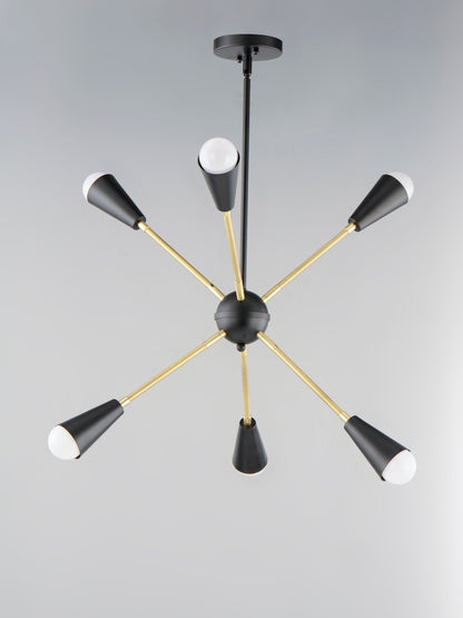 Maxim Lovell 6-Light Pendant in Black / Satin Brass 11266BKSBR