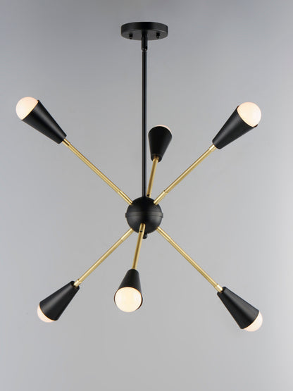 Maxim Lovell 6-Light Pendant in Black / Satin Brass 11266BKSBR