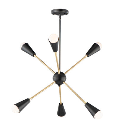 Maxim Lovell 6-Light Pendant in Black / Satin Brass 11266BKSBR