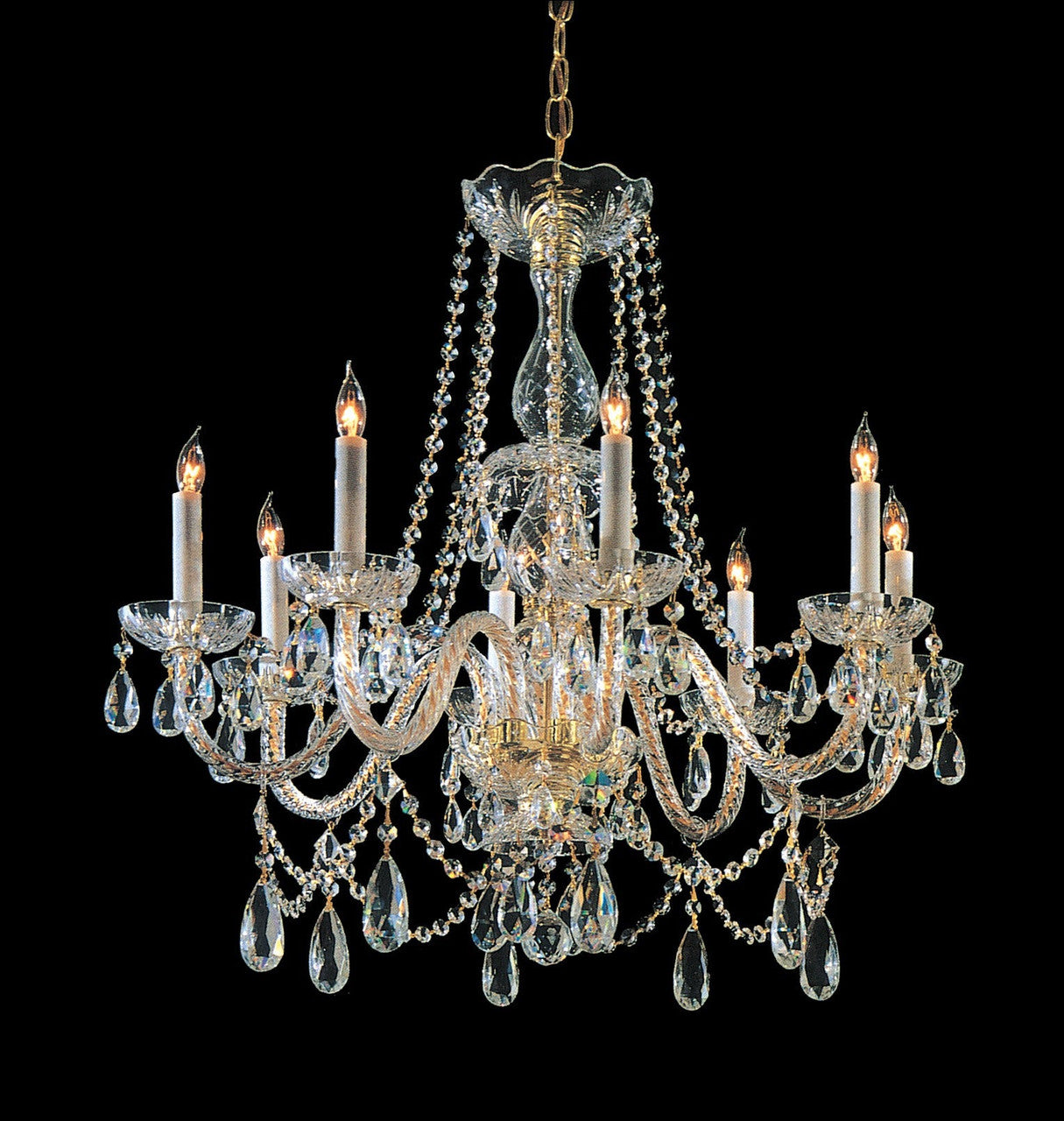 Crystorama Traditional Crystal 8 Light Hand Cut Crystal Polished Brass Chandelier 1128-PB-CL-MWP