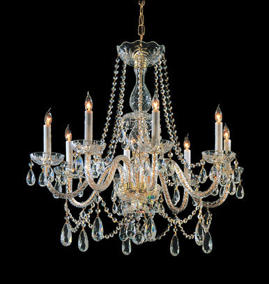 Crystorama Traditional Crystal 8 Light Hand Cut Crystal Polished Brass Chandelier 1128-PB-CL-MWP