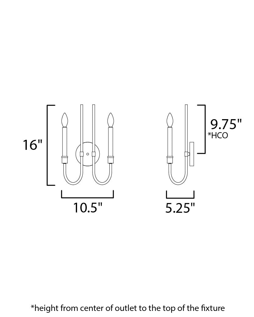 Maxim Tux 2-Light Wall Sconce in Black 11282BK