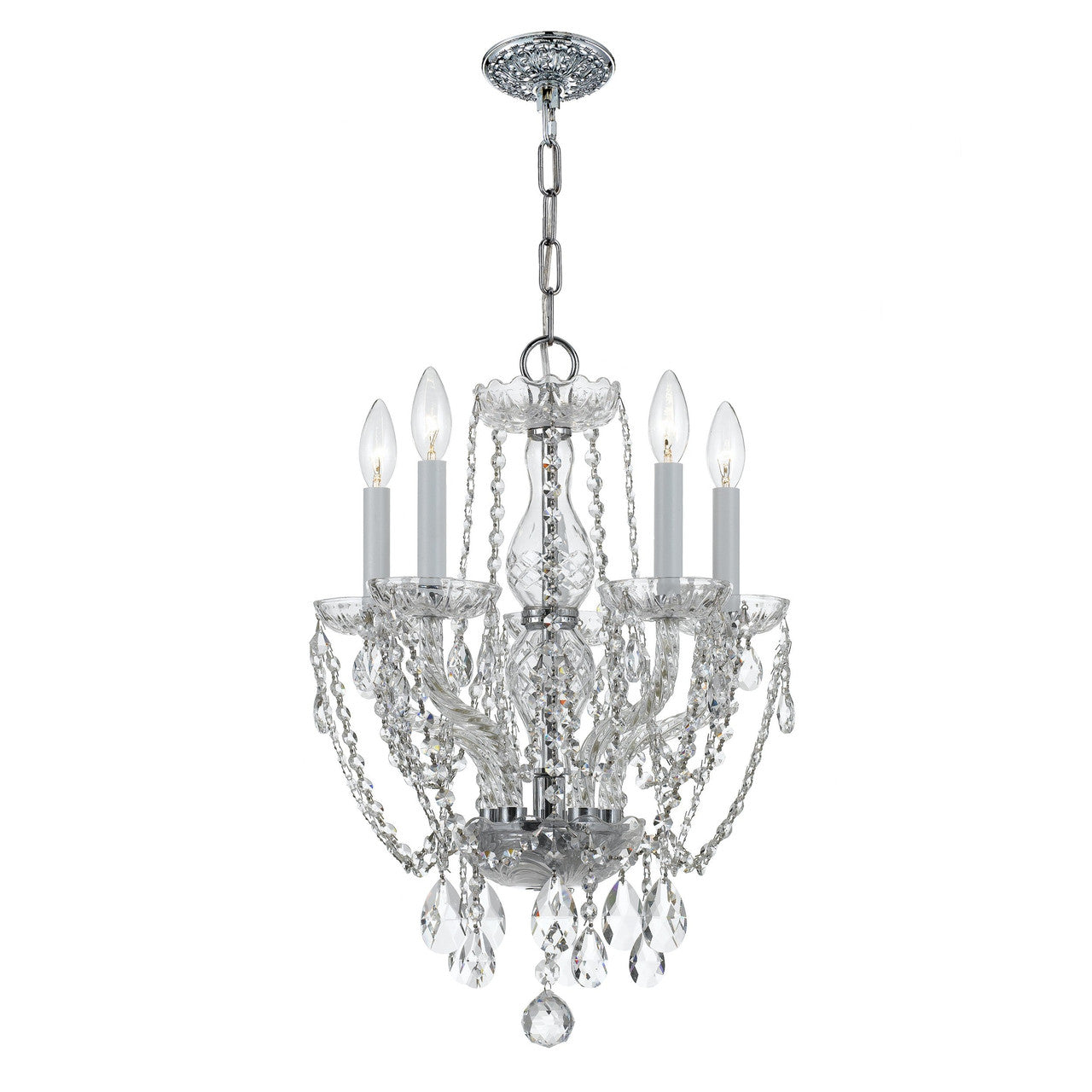 Crystorama Traditional Crystal 5 Light Swarovski Strass Crystal Polished Chrome Mini Chandelier 1129-CH-CL-S